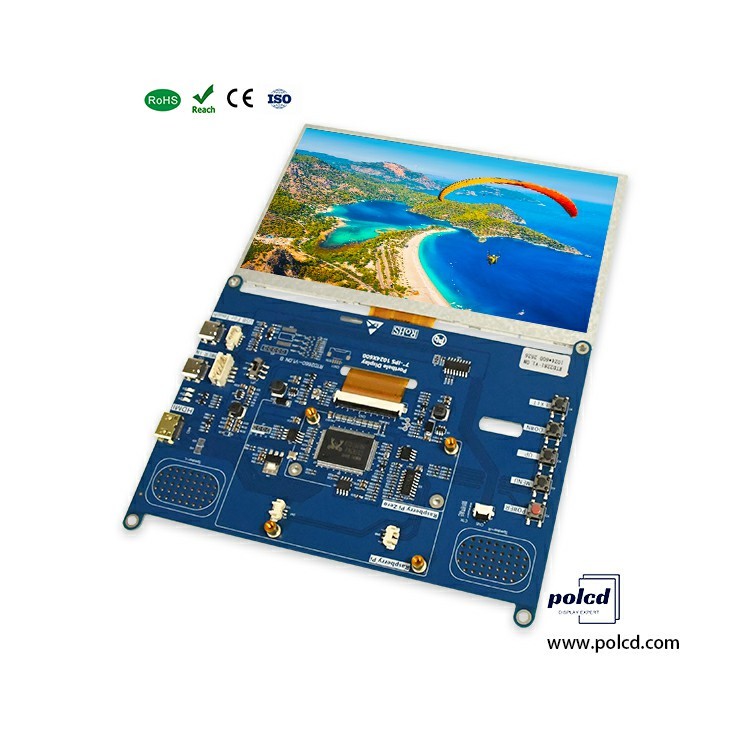 Polcd High Brightness 7 Inch 1024x600 RGB LCD Drive Board RTD2281 with Audio Speaker for Industrial Outdoor Display