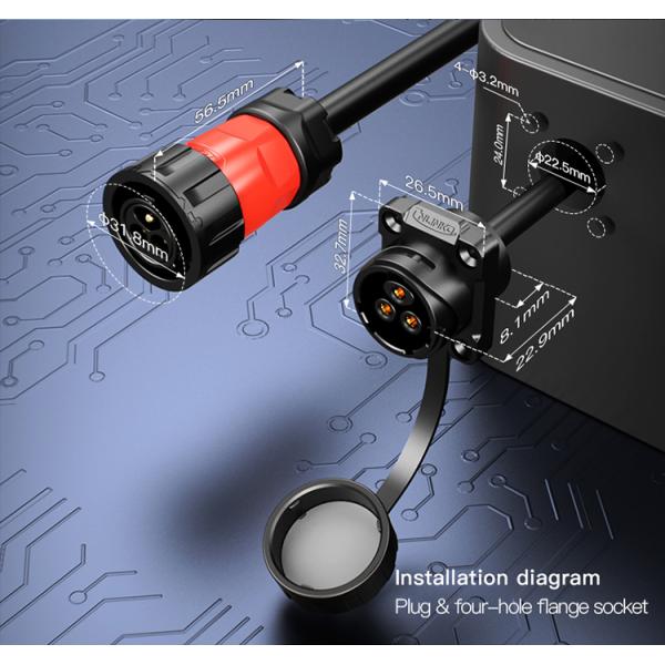 CNLINKO IP68 Waterproof 20a 12v DC Power Plug 20A 3 Pin Connector M20 Circular Male Female Power Connector