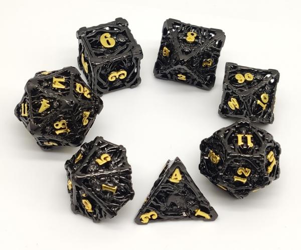 Odorless Portable DND Dice Metal , Hand Carved Black RPG Dice