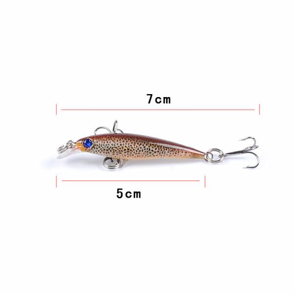 6 Cores 5CM/2.2G 10# Ganchos Mullet, Perch, Catfish Plastic Hard Bait 0.1m-0.3m flutuante Minnow Pesca