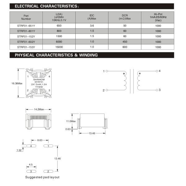 High Current Common Mode Choke , Ferrite Core Choke For DC / DC Converter
