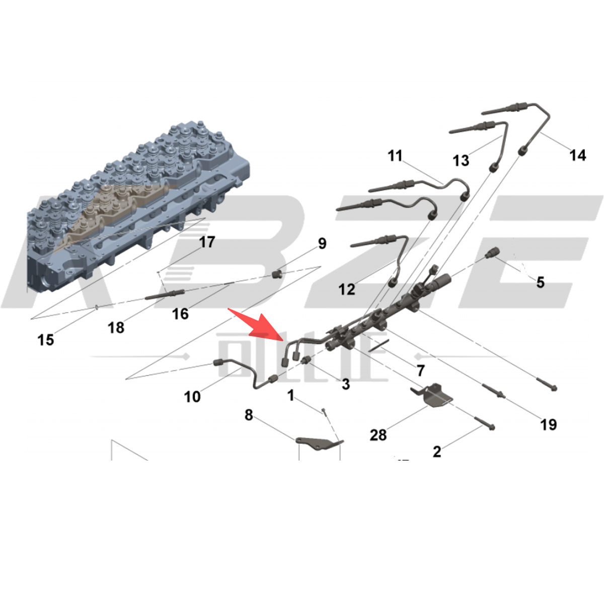KBZE BRAND 5338578 FUEL SUPPLY TUBE FITS CUM MINS ISL9.5 QSL9.3 QSC8.3 ENGINE EXCAVATOR