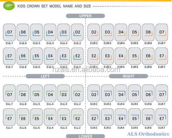 MFDS Approved Orthodontic Instrument Posterior Anterior Stainless Steel Crown In Pediatric Dentistry