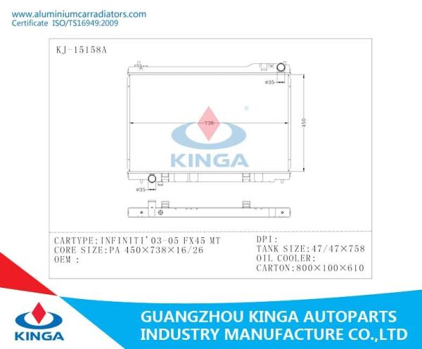 Efficient Cooling Aluminum Auto Radiator For  Nissan INFINITI'03-05 FX45 MT