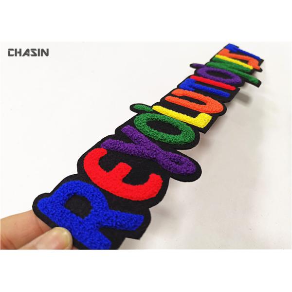 Greek Letter Chenille Embroidery Patches Felt Background Sewn Backing