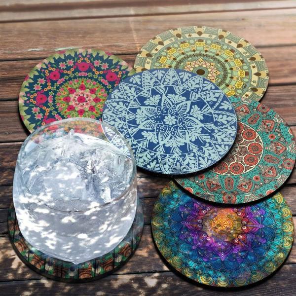 CM-008 Natural Rubber Round Coasters Cloth Mat Drink Mats Coasterrug Suitable