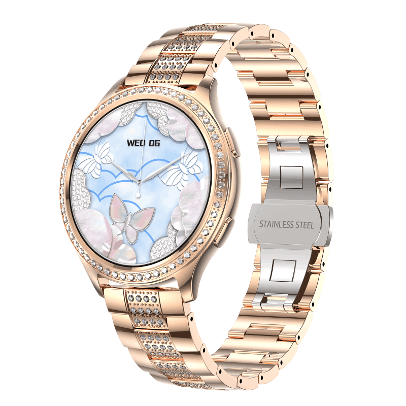 Support OEM & ODM | Luxury Diamond Ladies Smart Watch with BT5.1 Bluetooth Call IP67 Waterproof and 1.32-inch IPS Display