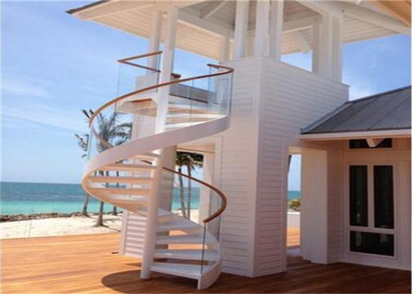 Round Post Railing Metal And Wood Spiral Staircase Screws Installation For Small Space