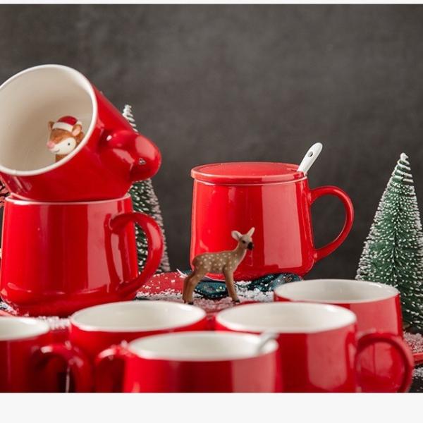 350ml 13x9.5x9cm Glaze Christmas Ceramic Mugs