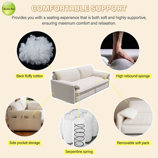 Modern Velvet Foldable Sofa Bed with 3-in-1 Convertible Design and Queen-size Sleeper Function