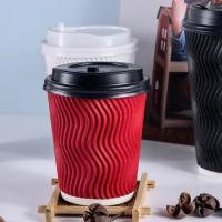 copos de papel descartáveis da ondinha do copo de papel da parede do dobro 8oz com tampas