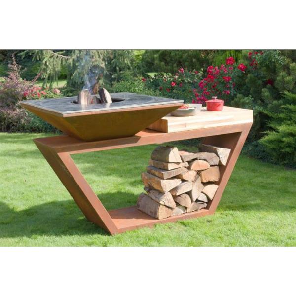 OEM Custom Outdoor Cooking BBQ Gill Corten Metal Garden Barbecue Fire Pit