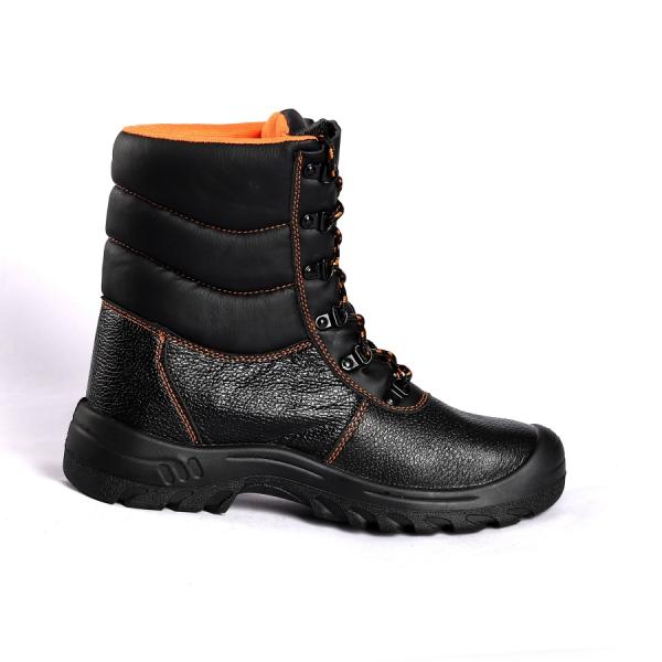 Black Leather Cut Steel Toe Protection Anti Slip Function Action Safety Shoes Shock Proof