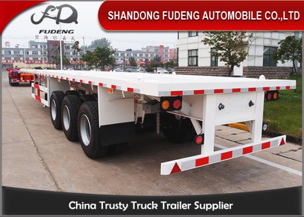Tri - Axle Flatbed Container Trailer Mechanical Suspension 30-80 Tons Payload