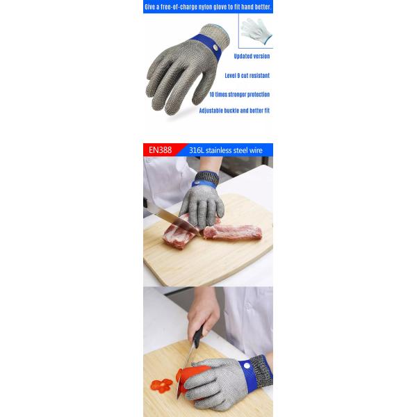 Anti Cut Stainless Steel Safety Gloves Wire Metal Mesh Cut Resistant Breathable