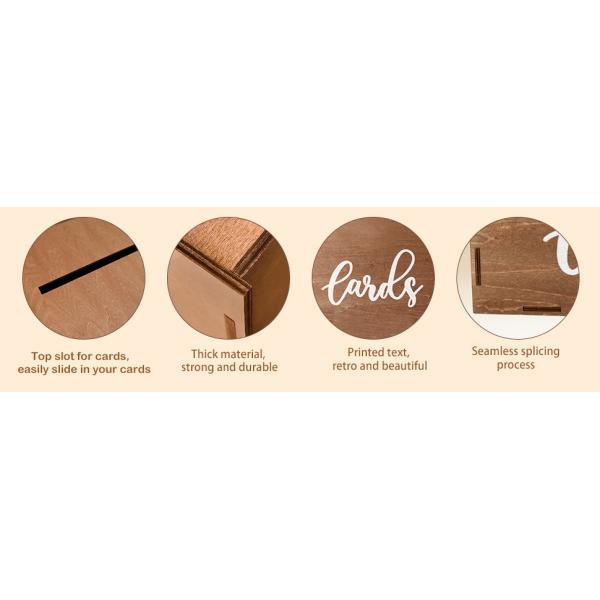 Wedding Card Box for Reception Brown Wooden Envelope Money Box Printing Laser Engrave