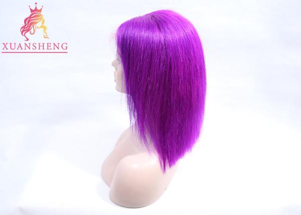 Popular Cuticle Aligned Purple Human Hair Lace Front Wig 12-26 Inch