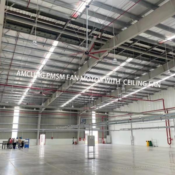 OBM 24ft Ceiling Fan 3 Phase 220V 750W Industrial Brushless AC HVLS Cooling BLDC Fan Motor