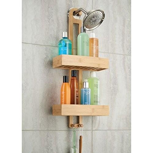 Bathroom Bamboo Shower Caddy Over The Shower Head For Shampoo / Conditioner