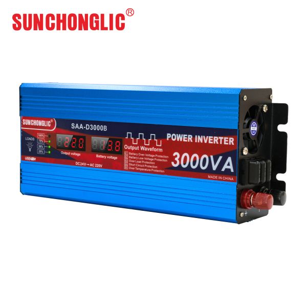 SAA-D(BL) 3000W Modified Sine Wave Power Inverter, Featuring 1A USB Port and 24V to 220V Conversion