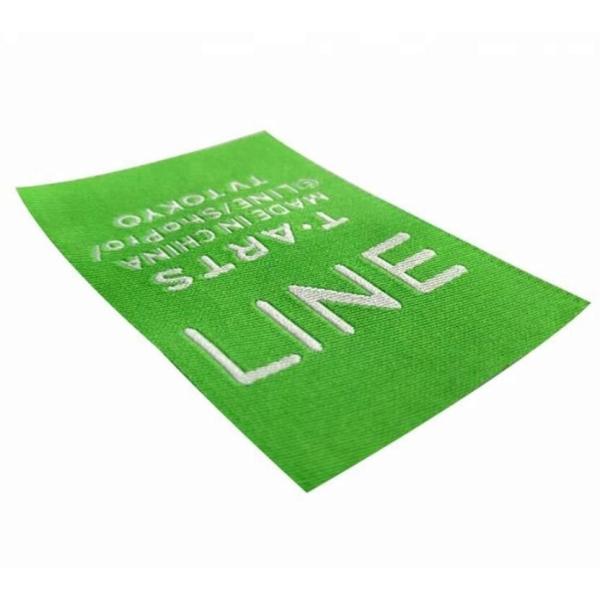 PMS Color Folded Woven Labels Recycled For Garment , Woven Dress Labels