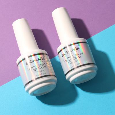 15ml Gel Top Coat Custom Private Label Uv Led Non Wipe Matte Top Coat for Nail Wraps GMP Certified Soak off Easily
