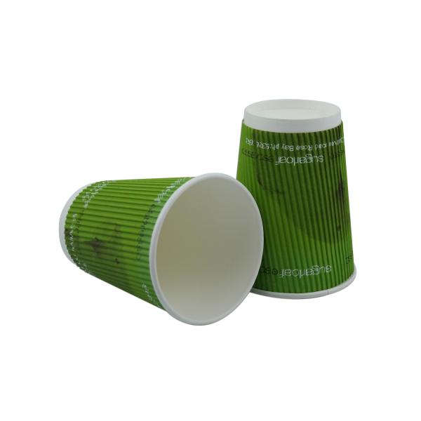Customized Logo 300ml Cold Drink Paper Cups Ripple Type For Vending Machines
