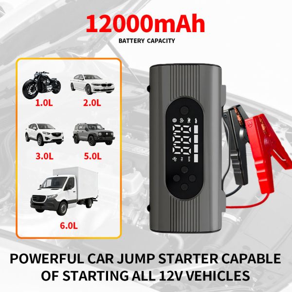 Battery Powered Compact Jump Starter With Tyre Inflator Car Emergency Jump Starter Power Bank Tire Inflator