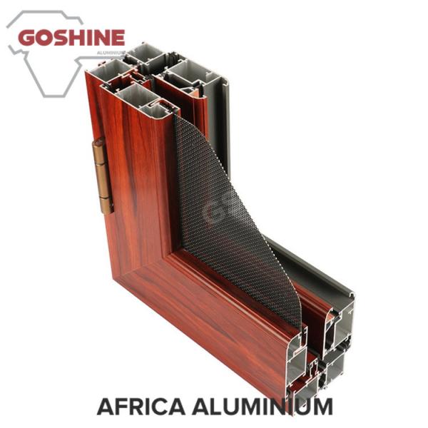 Thermal Break Wood Grain Aluminium Casement Window Profile For Apartment Project