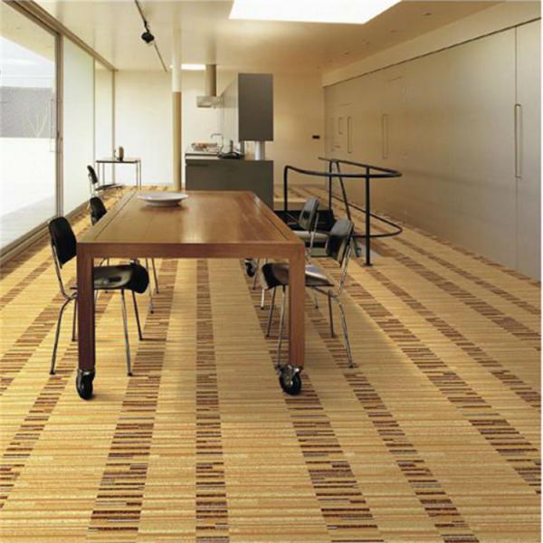Brown Polypropylene PVC Commercial Flooring Shaggy Striped Cut Pile