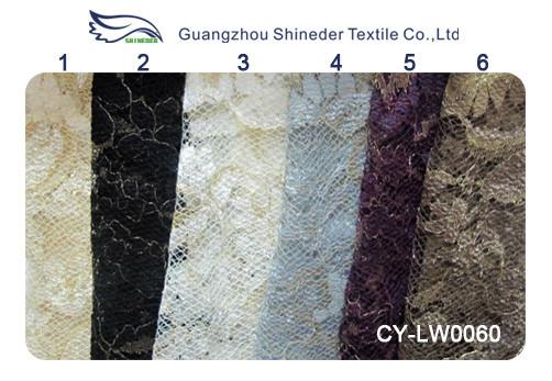 Black Scalloped Metallic Bulk Floral Lace Fabric Eco-Friendly Dyeing CY-LW0060