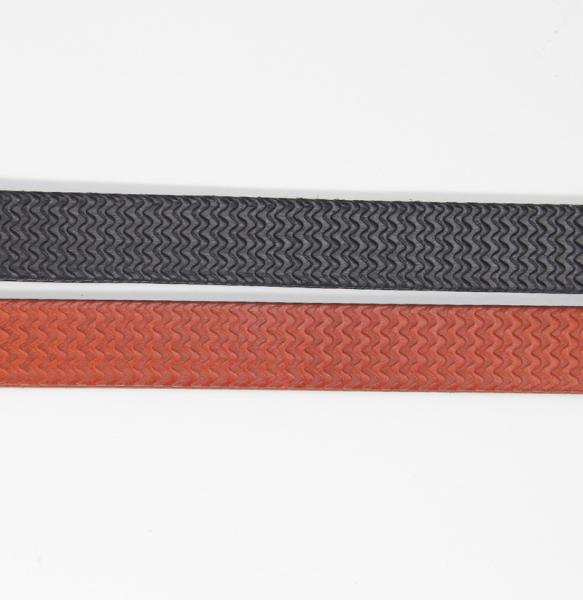 105cm Womens Genuine Leather Belt Buckle Embossing Wave Pattern