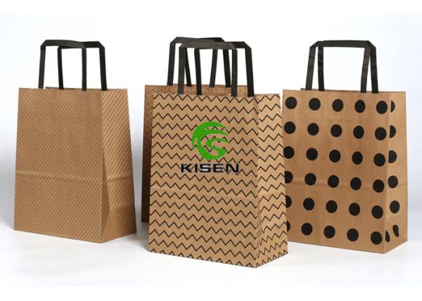 Recycled Craft Luxury Laminated Bags , Easy To Carry Paper Goodie Bags With Handles