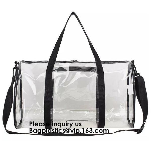 Clear Duffel Gym Bag Transparent PVC Carry Bag With Shoulder Strap,Cosmetic Carry Bag Magnet Pockets Detachable Shoulder