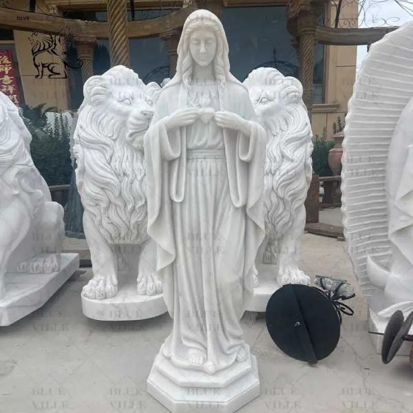 Marble Mother Maria Sculpture Hand Carved Virgin Mary Statue Religious Statues Catholic Home Decor
