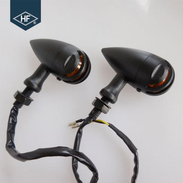 Cafe Racer Black Metal Harley Led Turn Signals , Amber Motorcycle Front Turn Signals
