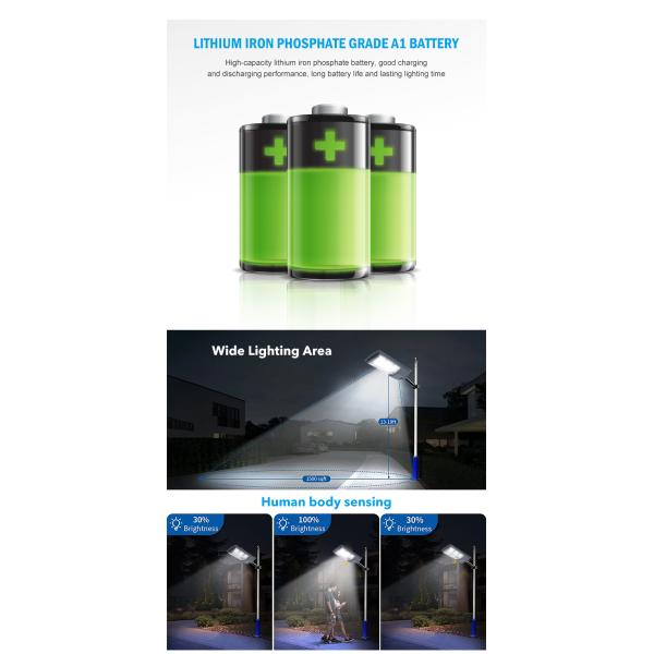 Garden Road Ip65 Наружные солнечные уличные фонари ABS 100w 200w 300w 400w