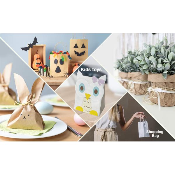 Party, Wedding, Business, Craft, Ornaments, Presents, Christmas Party Supplies, Kraft Paper Gift Bags with Handles