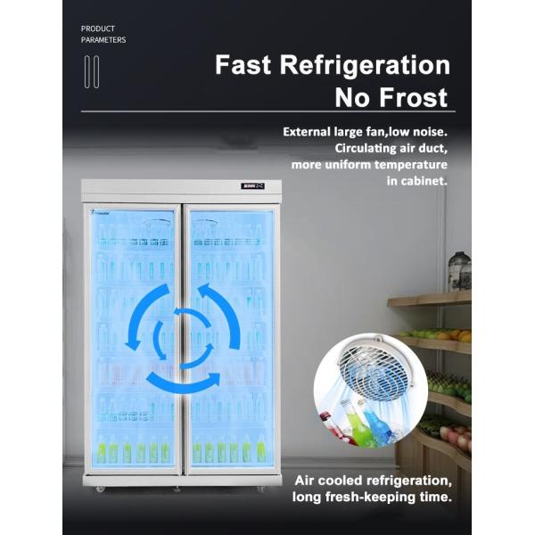 Продвинутые многостеклянные двери дисплейный морозильник с 6 слоев регулируемой полки