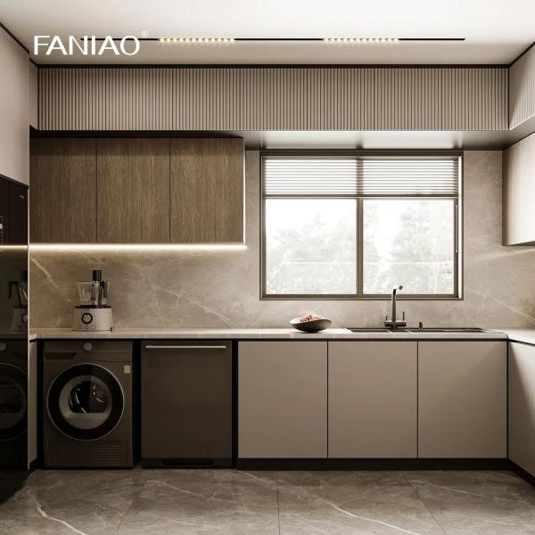 Кухонные шкафы Фабрика Белый блестящий без рамы MDF Древесина RTA Модульные лаковые кухонные шкафы