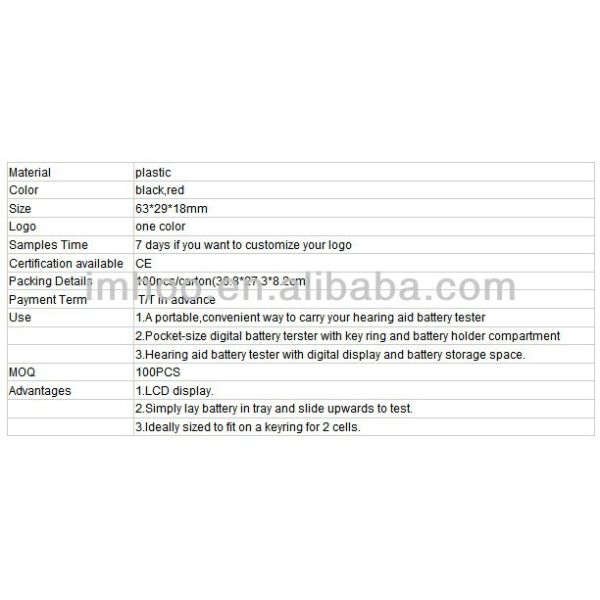 Hearing Aid Battery Checker Tester and Hold Battery Testing Equipment