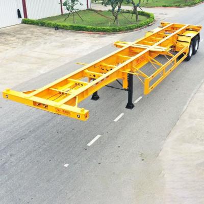                    2 Tandem Axles 40FT ISO Straight Skeleton Truck Semi Trailers for Light Container Delivery             