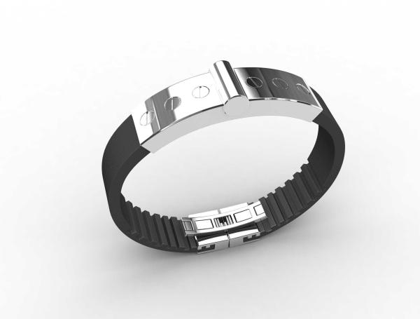 Top Quality Europe Fashion Stainless Steel Genuine Leather Silicone Bangle Bracelet ADB9