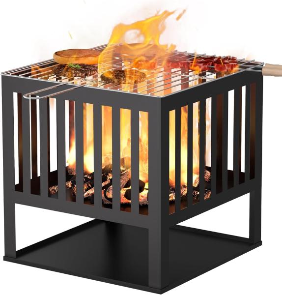 Portable Camping Wood Charcoal Burning Fireplace Weathering Steel Fire Pit for Outdoor