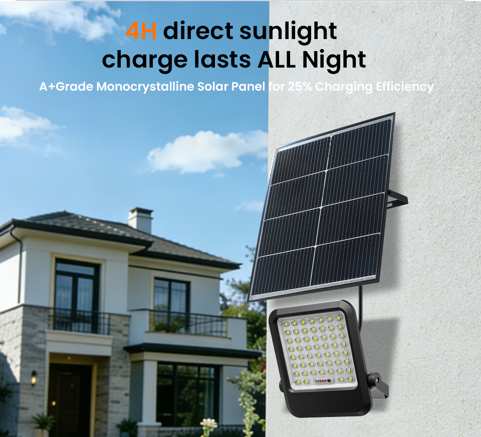 TK09‑H Cost‑Effective Split Solar Flood Light, Real‑Time Power Indicator, Topcon Solar Panel, Optical Lens LED, IP65 Waterproof, Remote‑Controlled Outdoor Solar Light for Home & Bulk Procurement