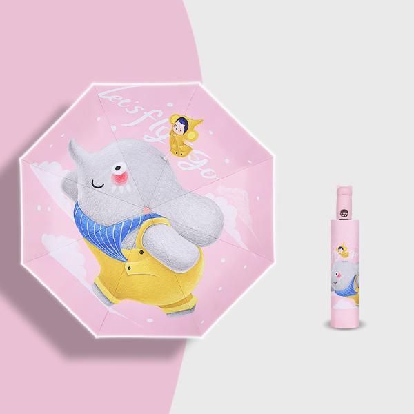 Adults Unique Pattern Self Fold Sun Rain Kids Umbrella with Rubber Coated Handle