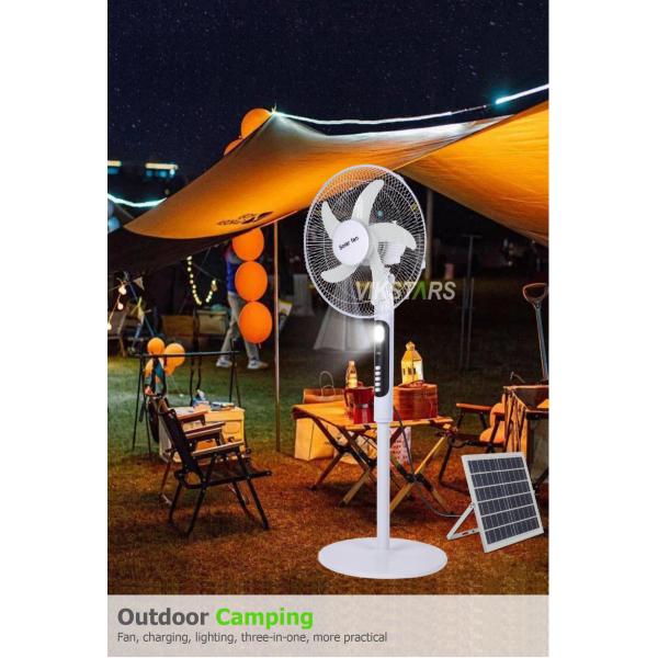 Ventilador de pie solar de 16 pulgadas con luz, ahorro de energía para acampada al aire libre y pesca
