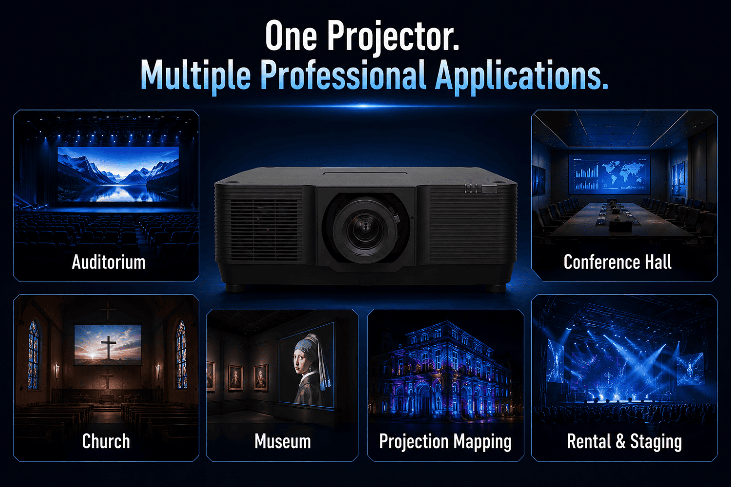 Auditorium 12000 ANSI Lumens 3D Mapping Projector 3LCD Laser WUXGA Edge Blending