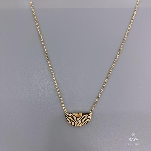 Saya Women's Stainless Steel Gold Necklace Engagement Necklace For Bride