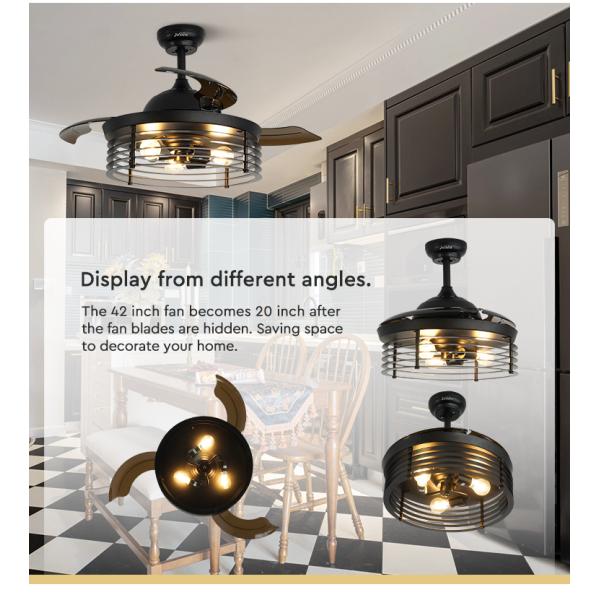 Ventilador de teto de quinta sem lâmina com luz industrial pequena e moderna